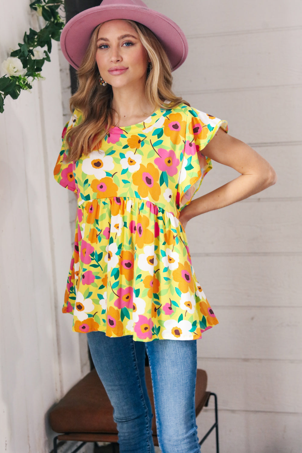 Lime Green Ruffle Short Sleeve Babydoll Top