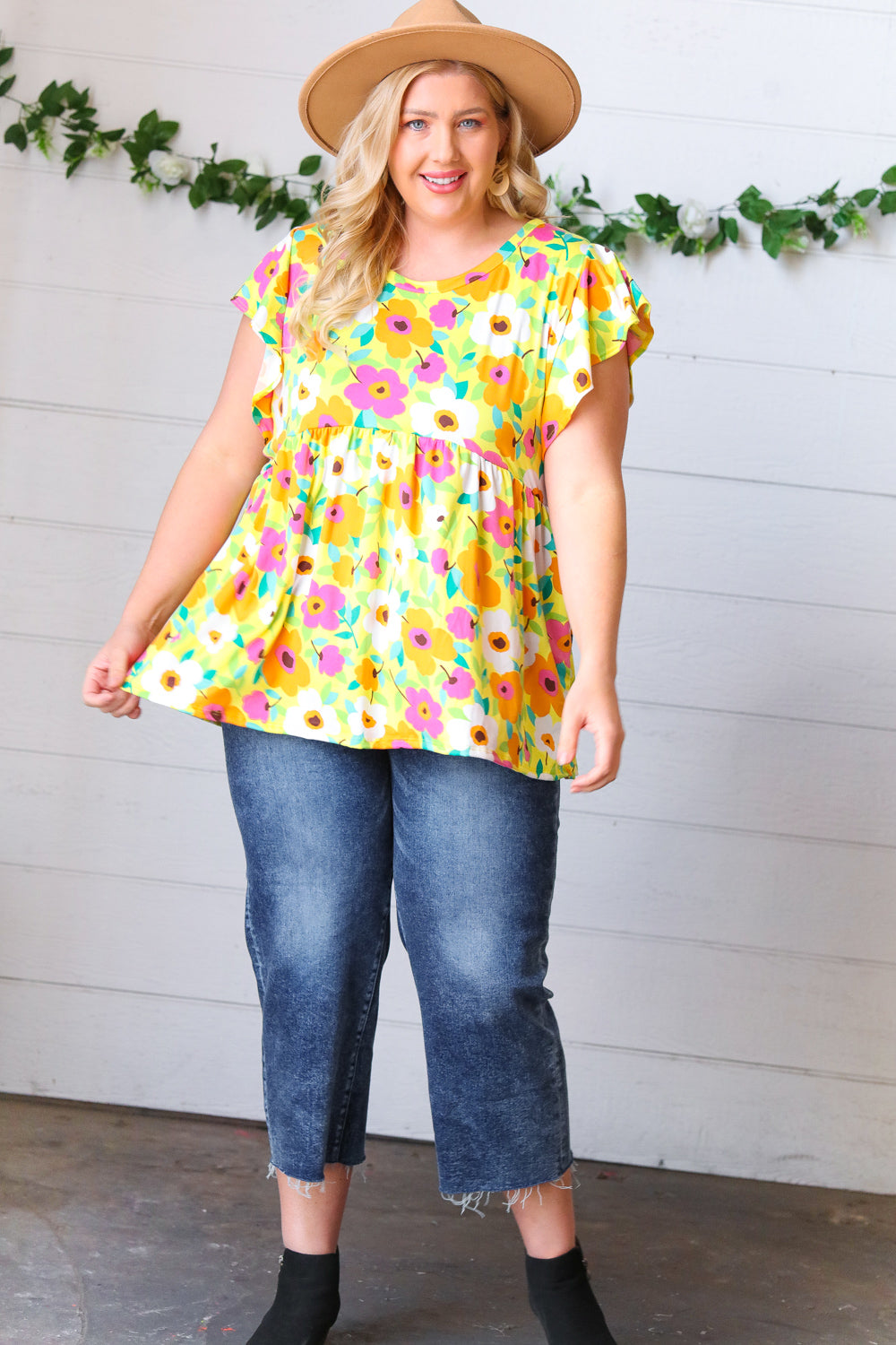 Lime Green Ruffle Short Sleeve Babydoll Top