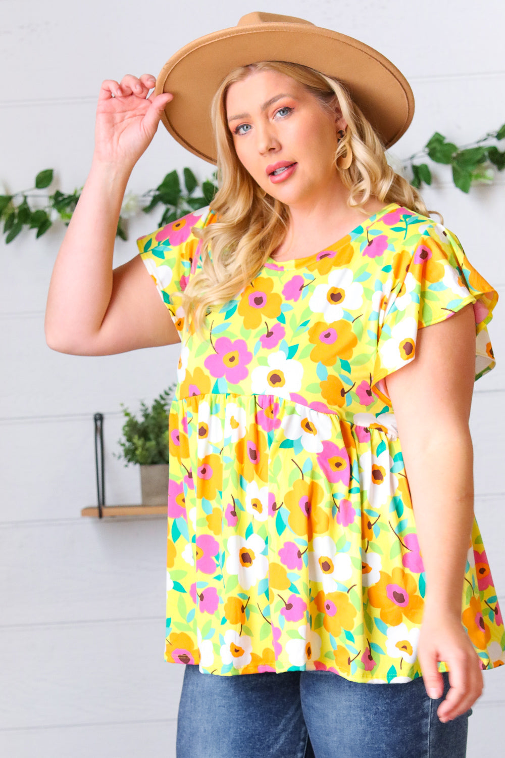 Lime Green Ruffle Short Sleeve Babydoll Top