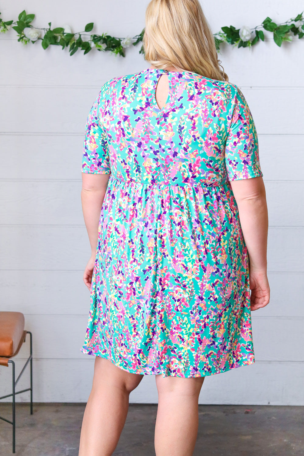Mint Green Fit & Flare Floral Midi Dress