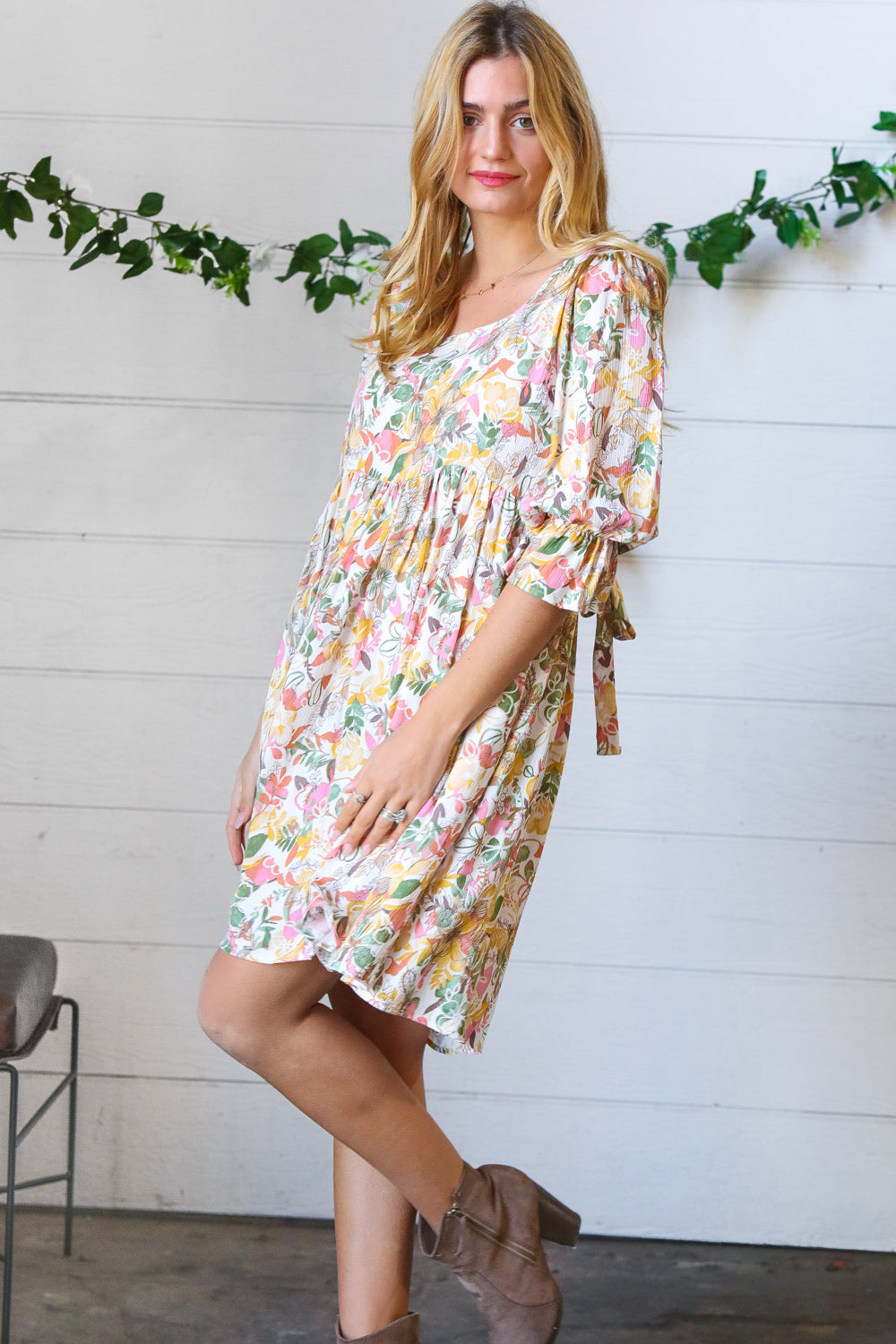 Blush & Sage Lace-Up Sash Tie Back Midi Dress