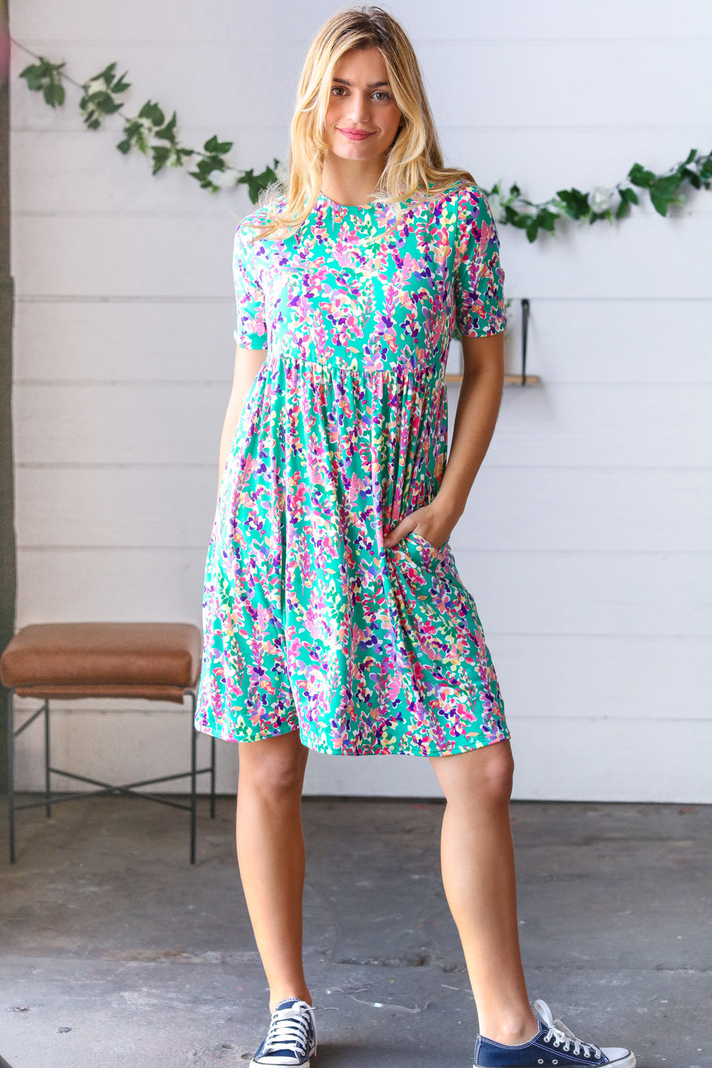 Mint Green Fit & Flare Floral Midi Dress