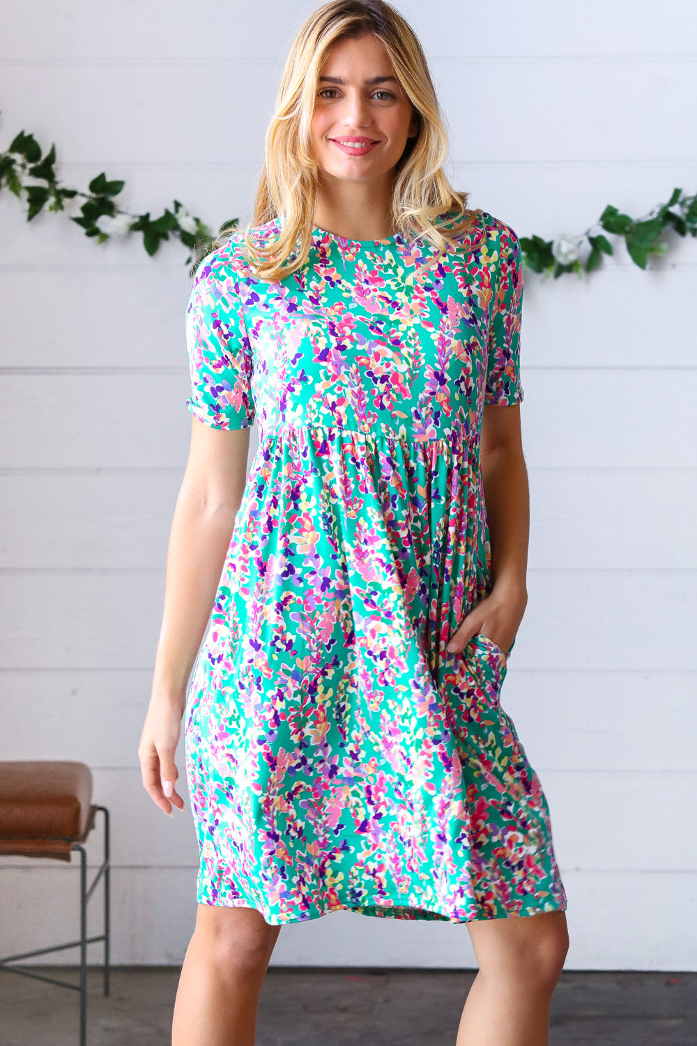 Mint Green Fit & Flare Floral Midi Dress
